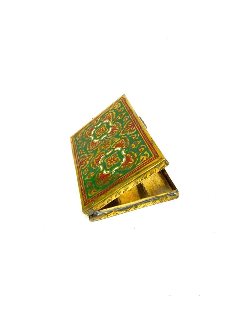 Brass Cigarette Case Fancy Storage Creations Stylish Inlay Floral Art By Tamrapatra