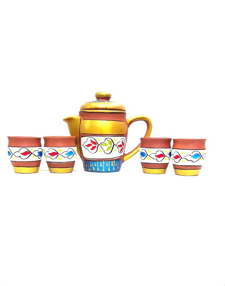 Hand Painted Designer Jug Set With New Options Of Kulhad & Glass From Tamrapatra