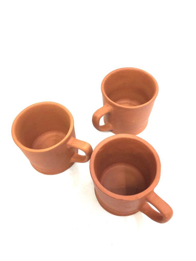 Cone Shaped Cup Set Of 6 Earthen Plain & Glazed Mugs Handmade Tamrapatra