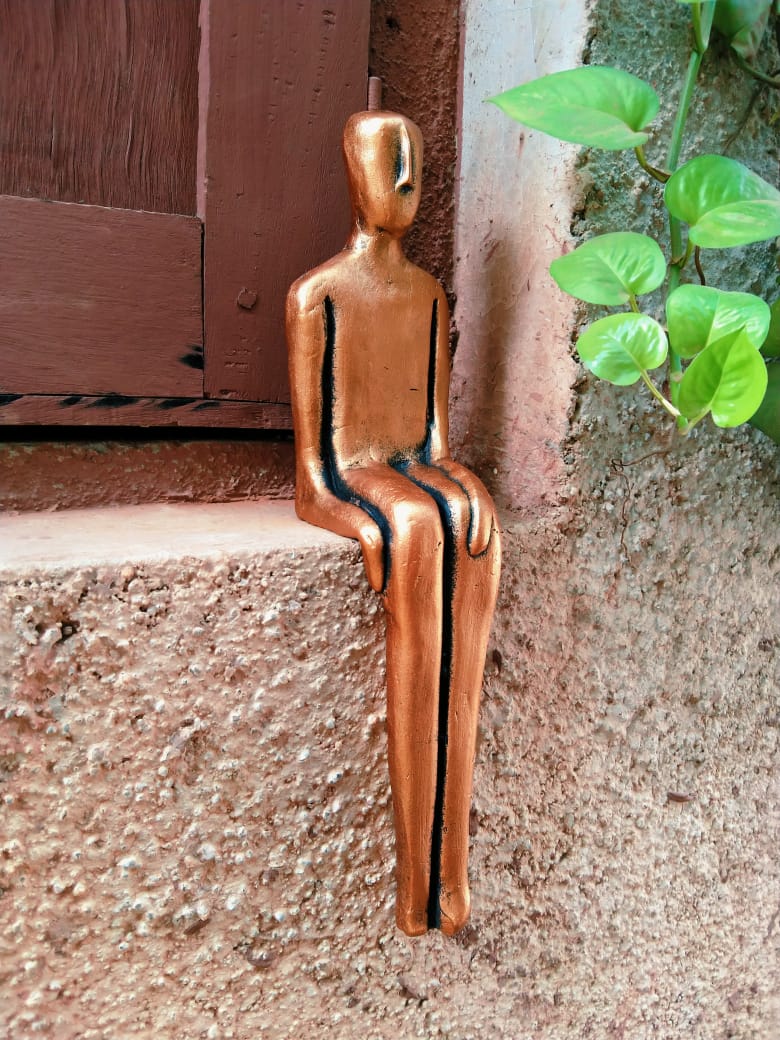 Sitting Terracotta Figurine New Modern Series For Decoration New By Tamrapatra
