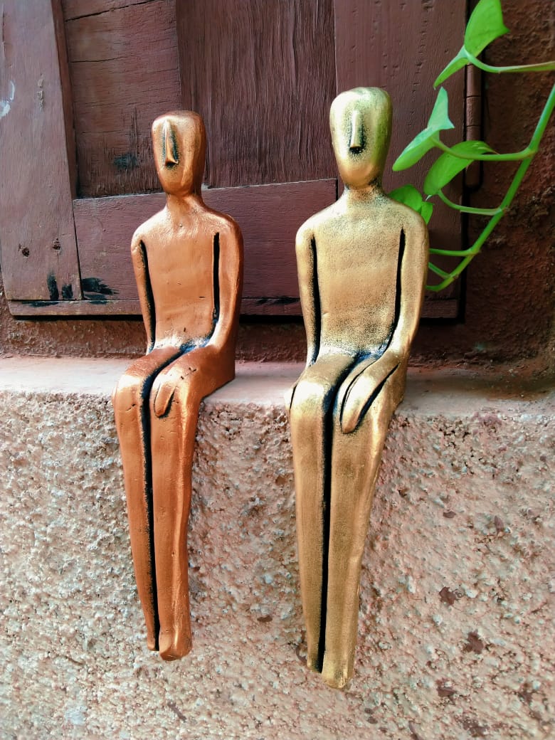 Sitting Terracotta Figurine New Modern Series For Decoration New By Tamrapatra
