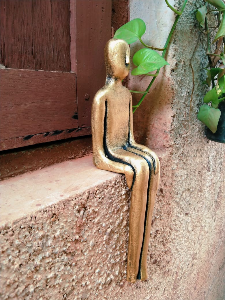 Sitting Terracotta Figurine New Modern Series For Decoration New By Tamrapatra