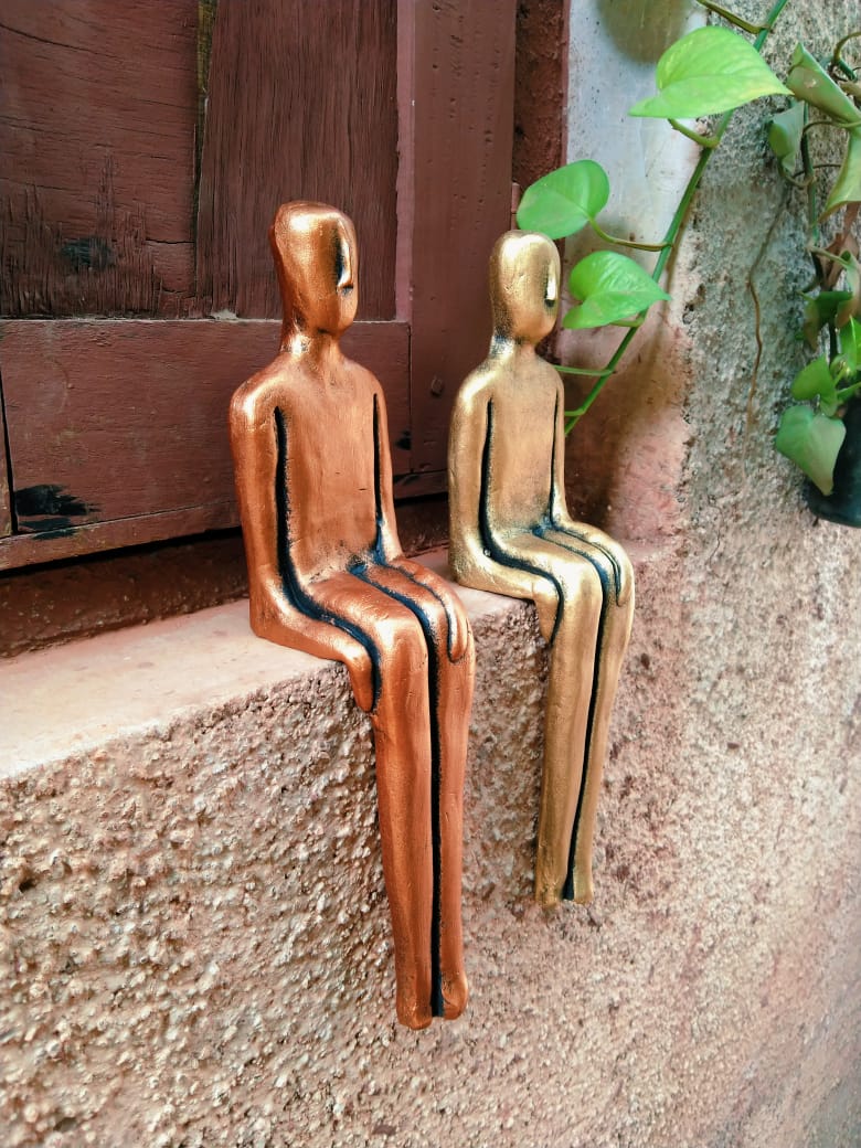 Sitting Terracotta Figurine New Modern Series For Decoration New By Tamrapatra