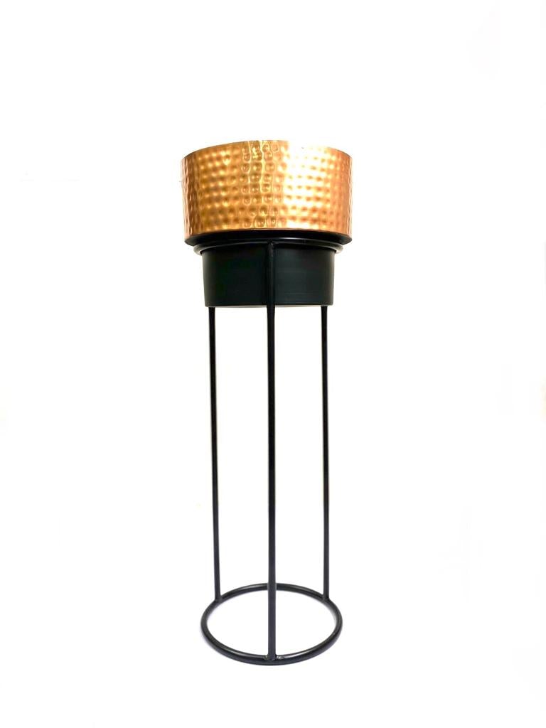 Big Metal Planters Hammered Copper Shade On Metal Stand From Tamrapatra