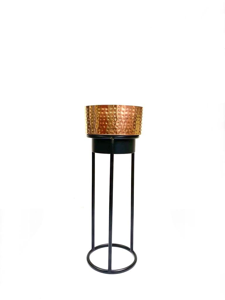 Big Metal Planters Hammered Copper Shade On Metal Stand From Tamrapatra