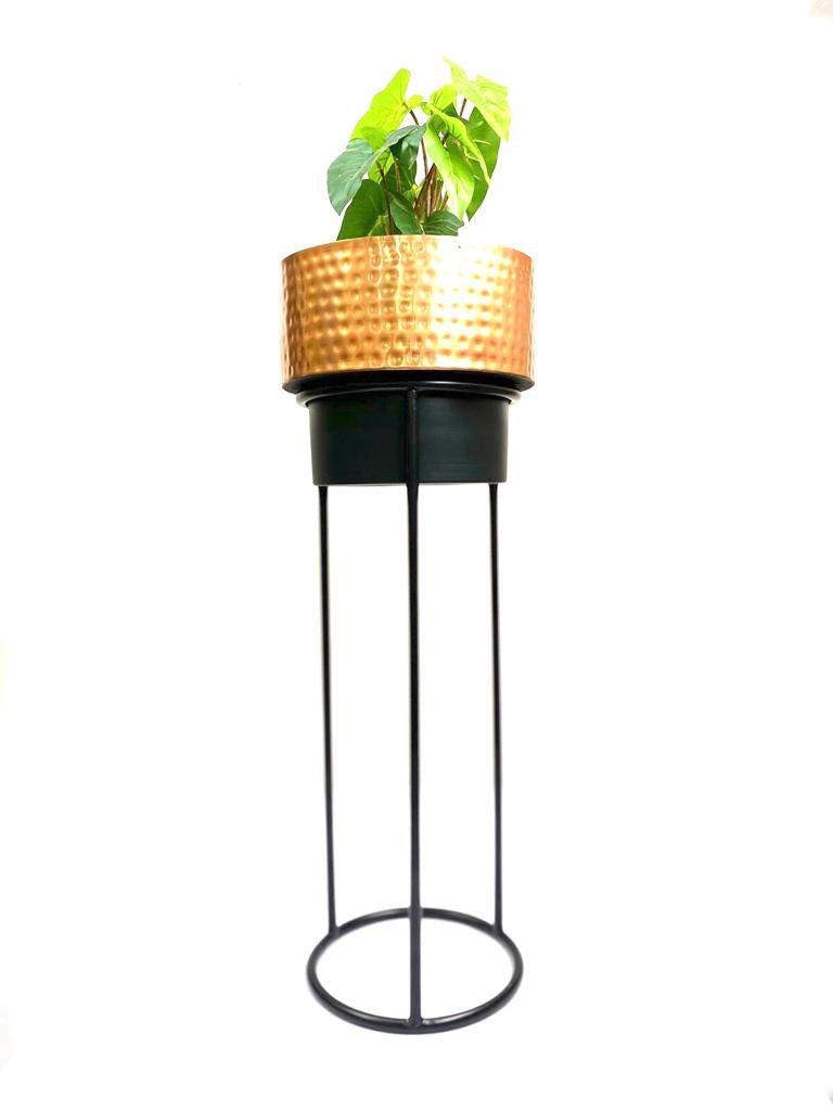 Big Metal Planters Hammered Copper Shade On Metal Stand From Tamrapatra