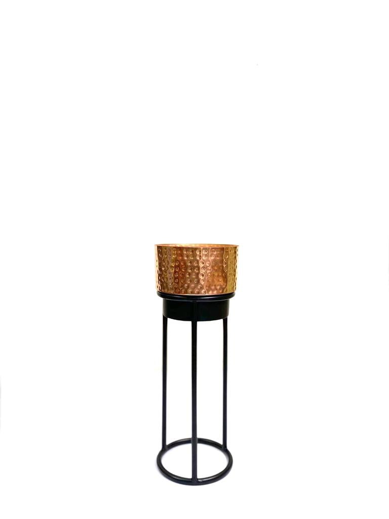 Big Metal Planters Hammered Copper Shade On Metal Stand From Tamrapatra