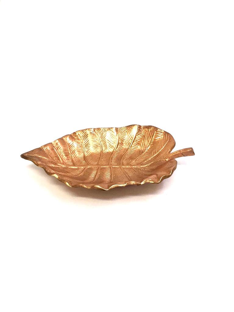 Leaf Platters Serve Dry Snacks Table Décor Metal Craftsmanship By Tamrapatra