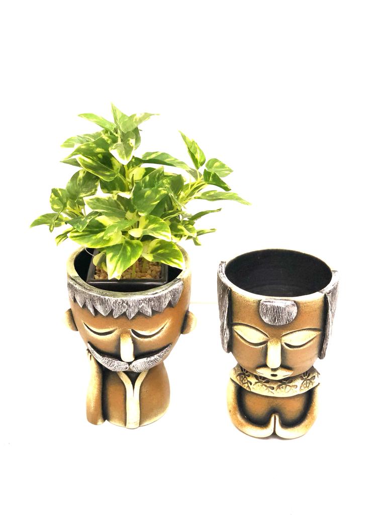 Man Human Figure Unique Terracotta Decoration Planters New By Tamrapatra