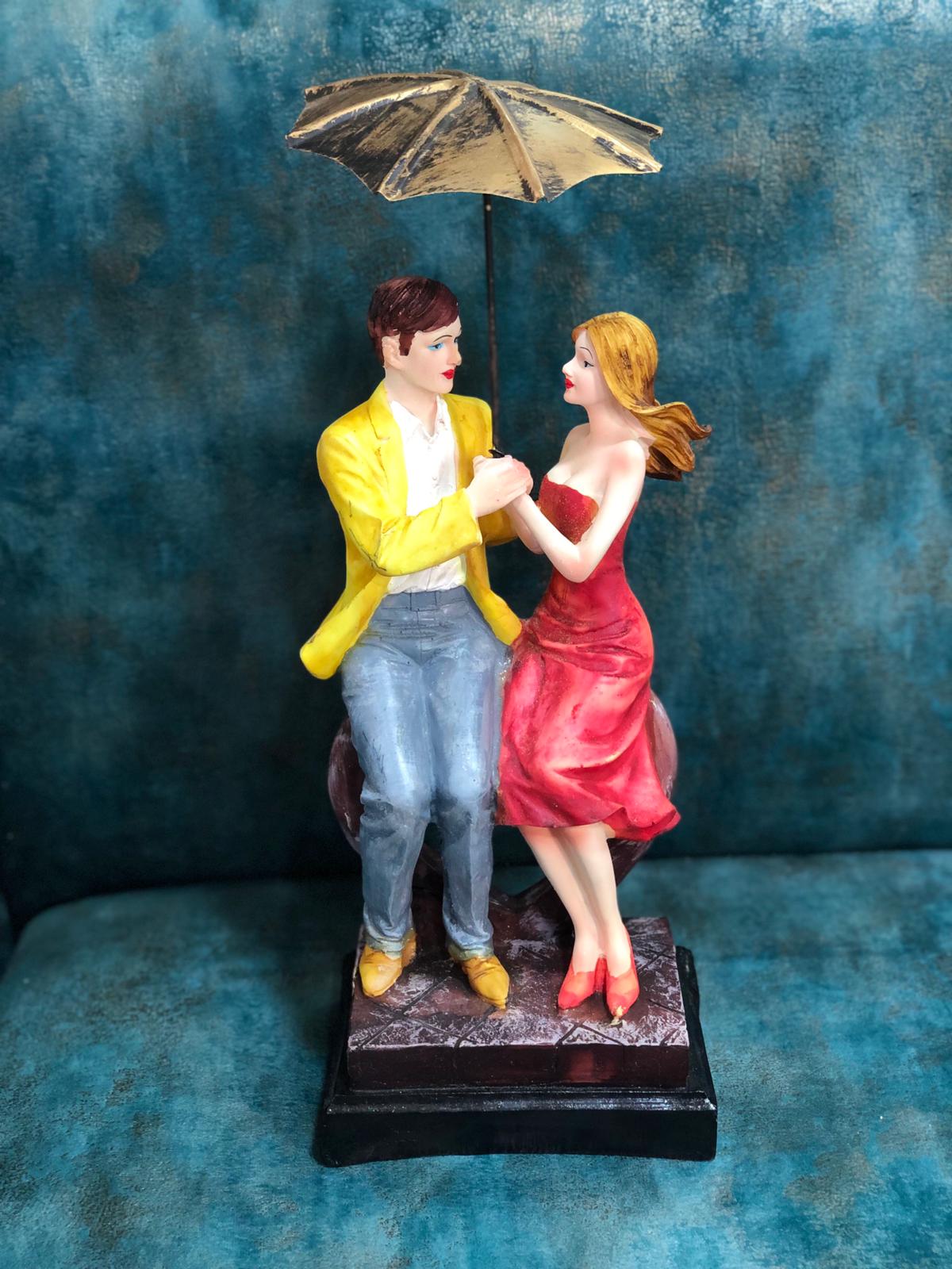 Couple Sitting Under Umbrella Beautiful Scene Home Décor By Tamrapatra