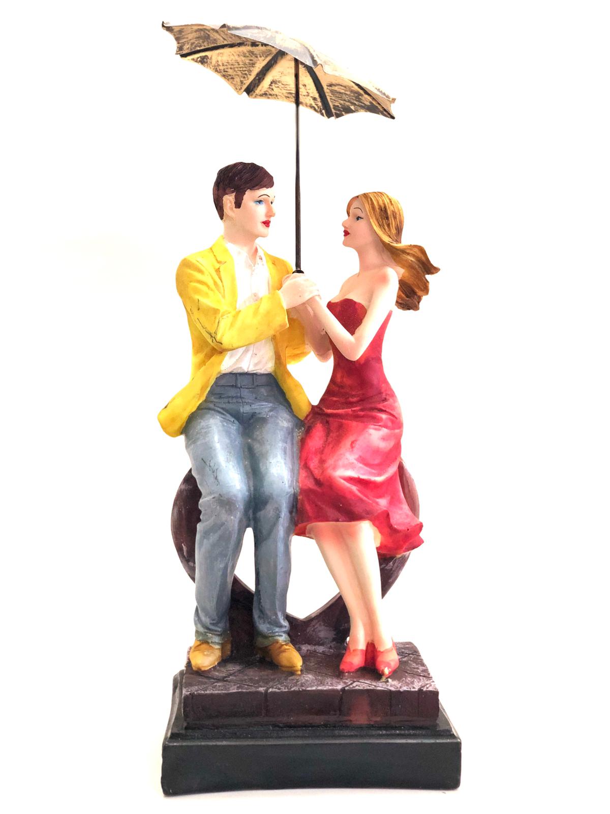 Couple Sitting Under Umbrella Beautiful Scene Home Décor By Tamrapatra