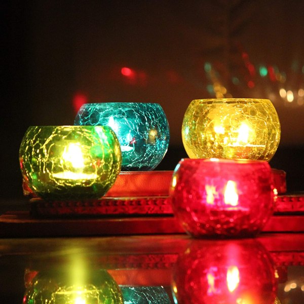 Crackled Glass For Shadow Effects In Multiple Shades Tealight Holder Tamrapatra