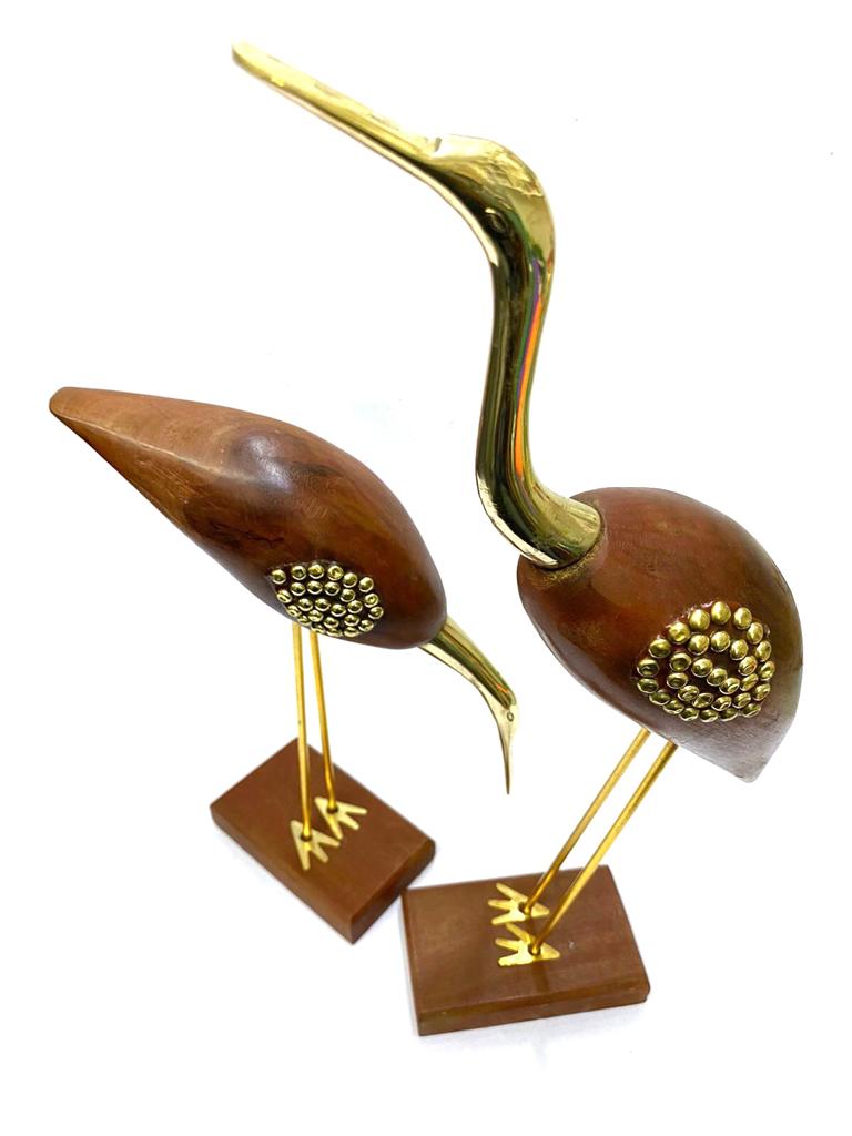 Crane Set Water Birds In Wooden & Metal Fusion With Size Options Tamrapatra