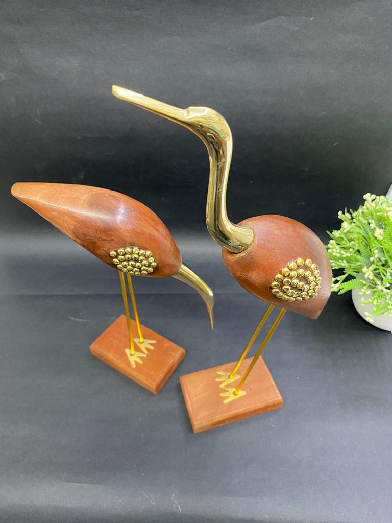 Crane Set Water Birds In Wooden & Metal Fusion With Size Options Tamrapatra