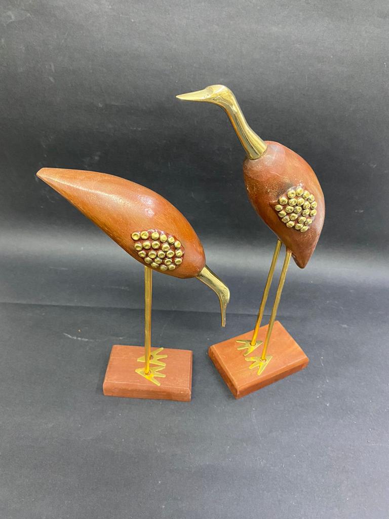 Crane Set Water Birds In Wooden & Metal Fusion With Size Options Tamrapatra