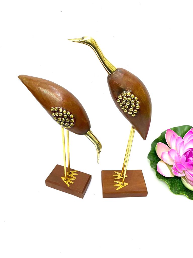 Crane Set Water Birds In Wooden & Metal Fusion With Size Options Tamrapatra