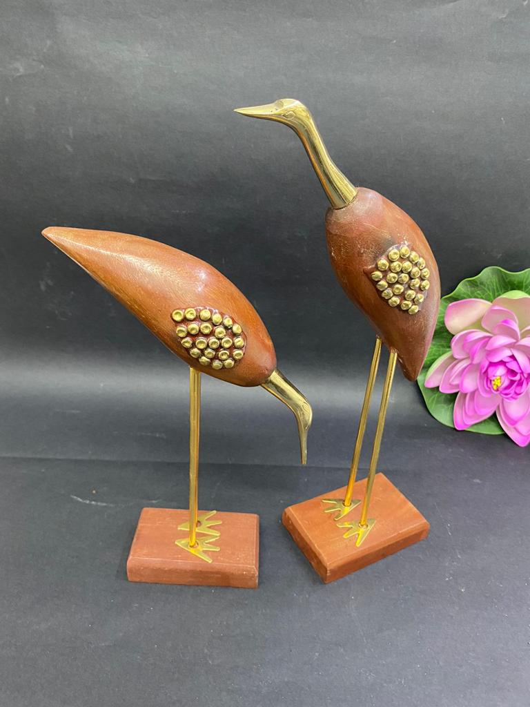 Crane Set Water Birds In Wooden & Metal Fusion With Size Options Tamrapatra