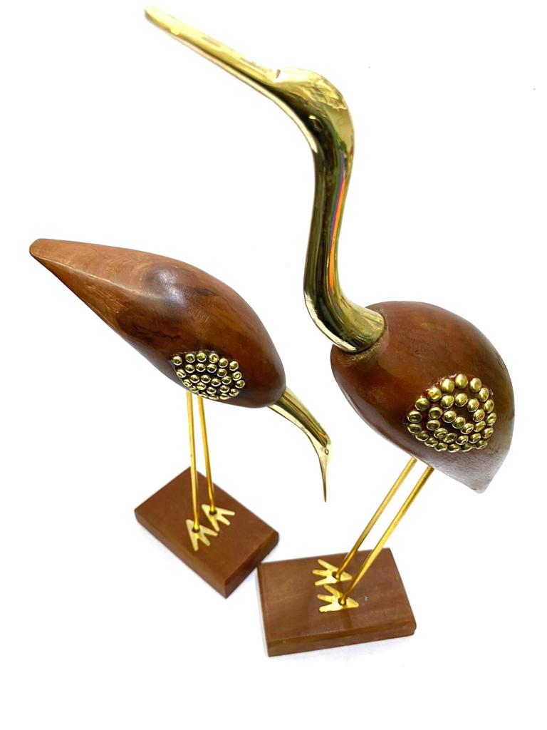 Crane Set Water Birds In Wooden & Metal Fusion With Size Options Tamrapatra