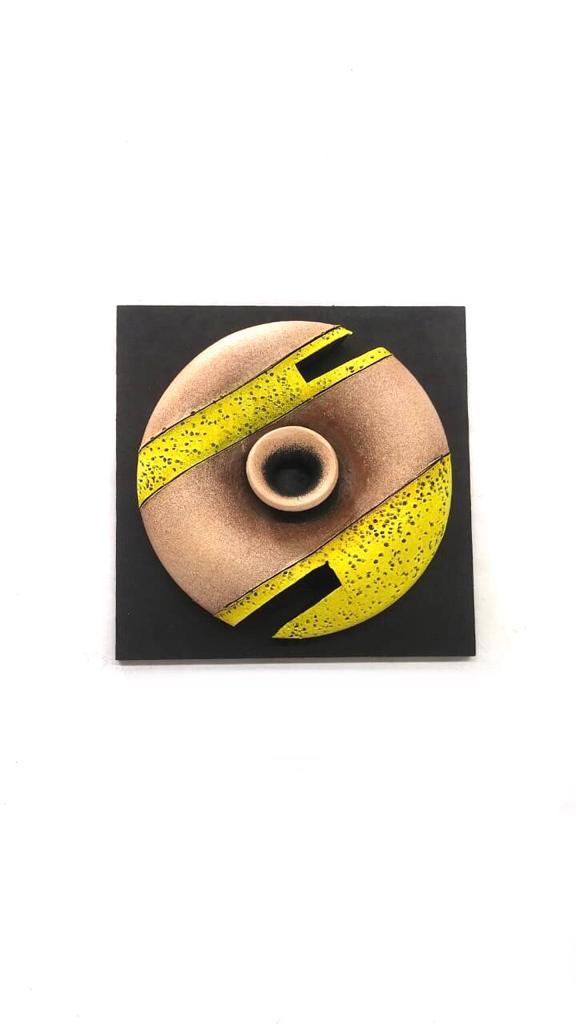 Indian Red Hand Painted Designer Pots On MDF Wall Hangings Set Of 4 Tamrapatra