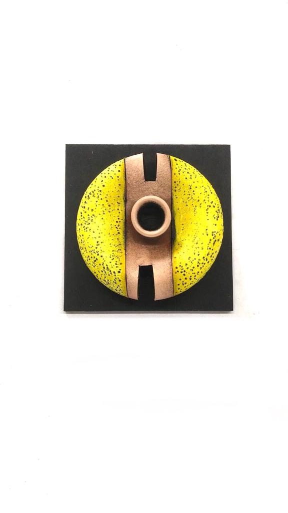 Indian Red Hand Painted Designer Pots On MDF Wall Hangings Set Of 4 Tamrapatra