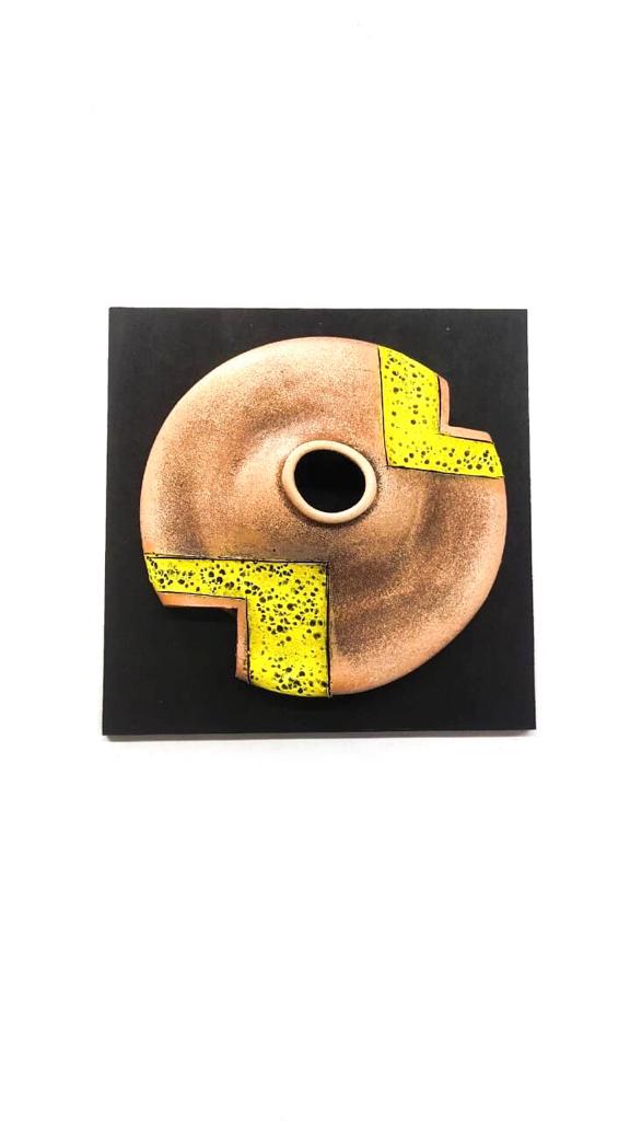 Indian Red Hand Painted Designer Pots On MDF Wall Hangings Set Of 4 Tamrapatra