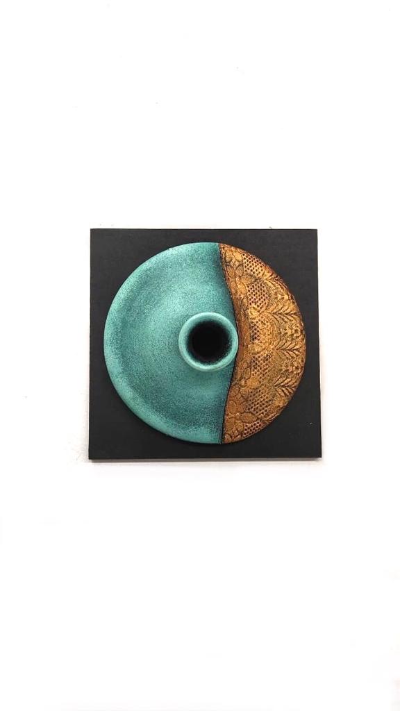 Teal Green With Copper Shades Design To Impress Wall Terracotta Set of 4 Tamrapatra