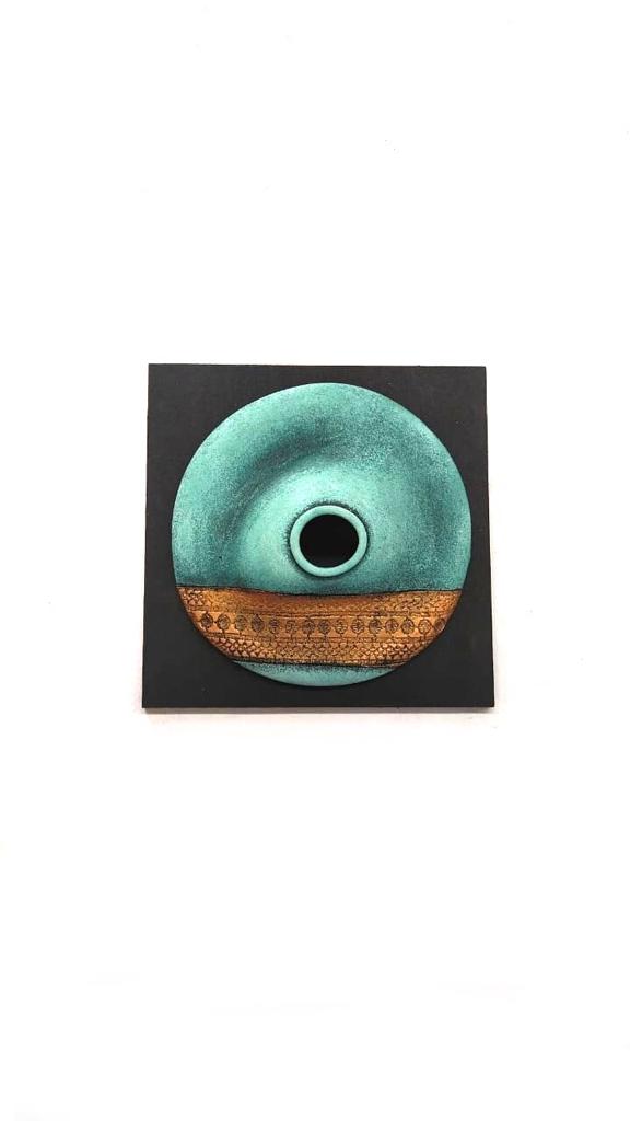Teal Green With Copper Shades Design To Impress Wall Terracotta Set of 4 Tamrapatra