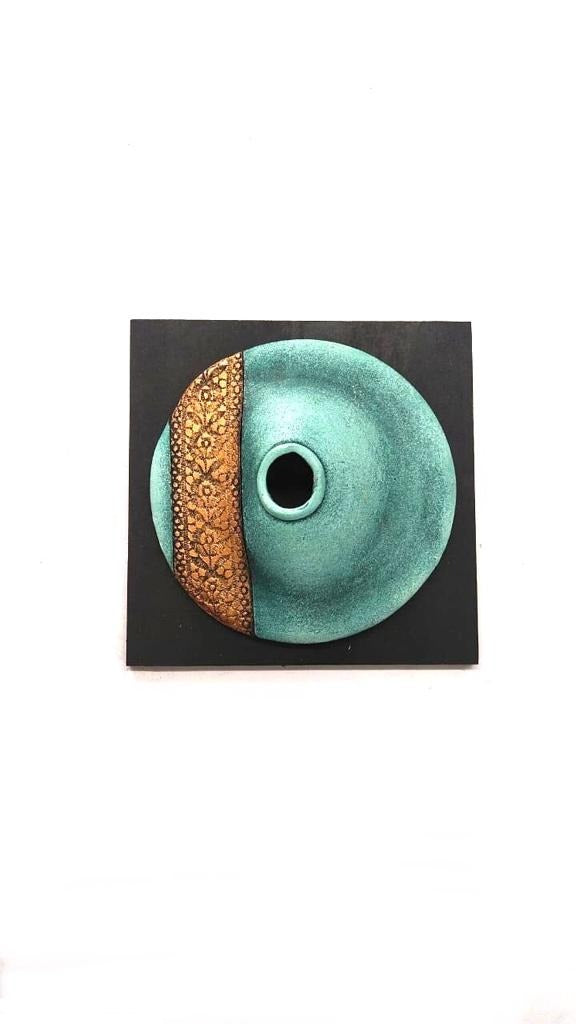 Teal Green With Copper Shades Design To Impress Wall Terracotta Set of 4 Tamrapatra