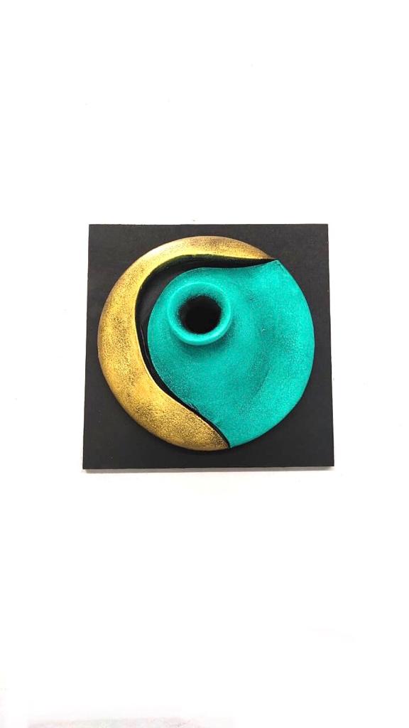 Turquoise Green With Golden Touch Terracotta Wall Art Creations By Tamrapatra
