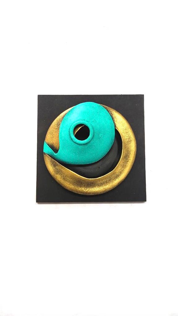 Turquoise Green With Golden Touch Terracotta Wall Art Creations By Tamrapatra