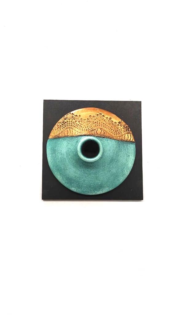 Teal Green With Copper Shades Design To Impress Wall Terracotta Set of 4 Tamrapatra