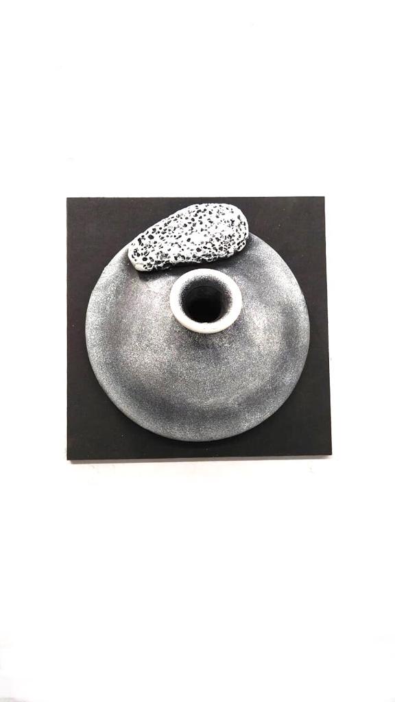 Designer Stone Effect On Gray Shaded Terracotta Pots Handcrafted By Tamrapatra