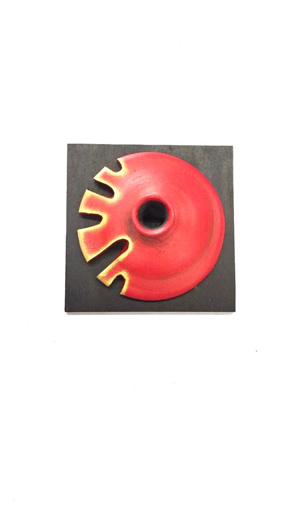 Cherry Red With Golden Touch Artist's Creation Pots On MDF Art By Tamrapatra