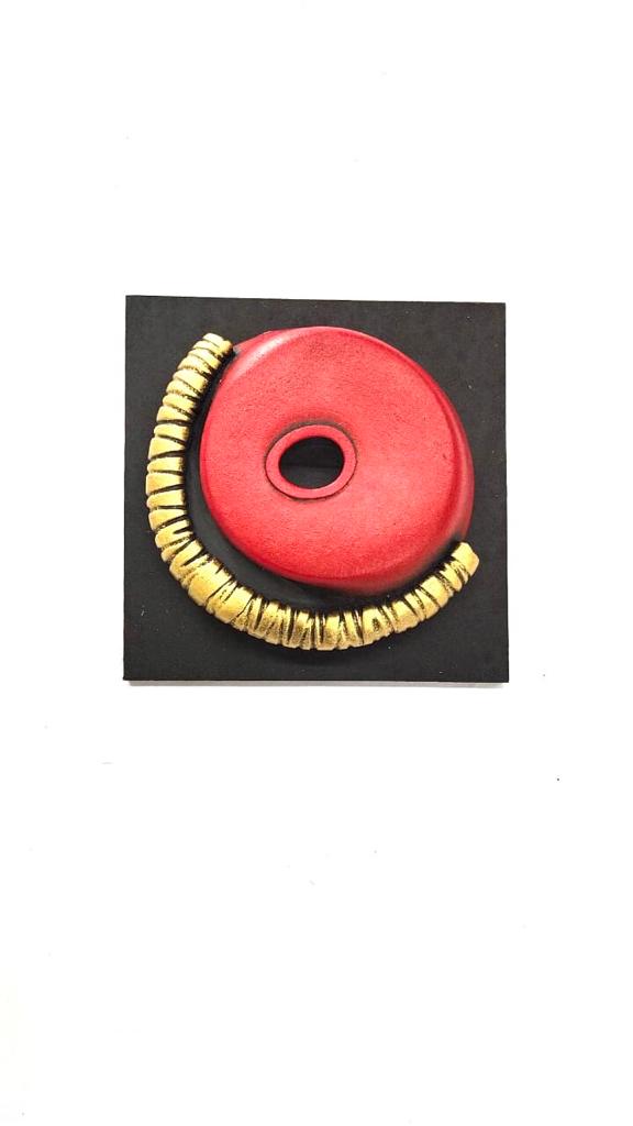 Cherry Red With Golden Touch Artist's Creation Pots On MDF Art By Tamrapatra
