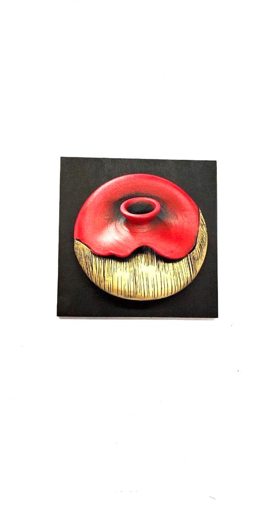 Cherry Red With Golden Touch Artist's Creation Pots On MDF Art By Tamrapatra