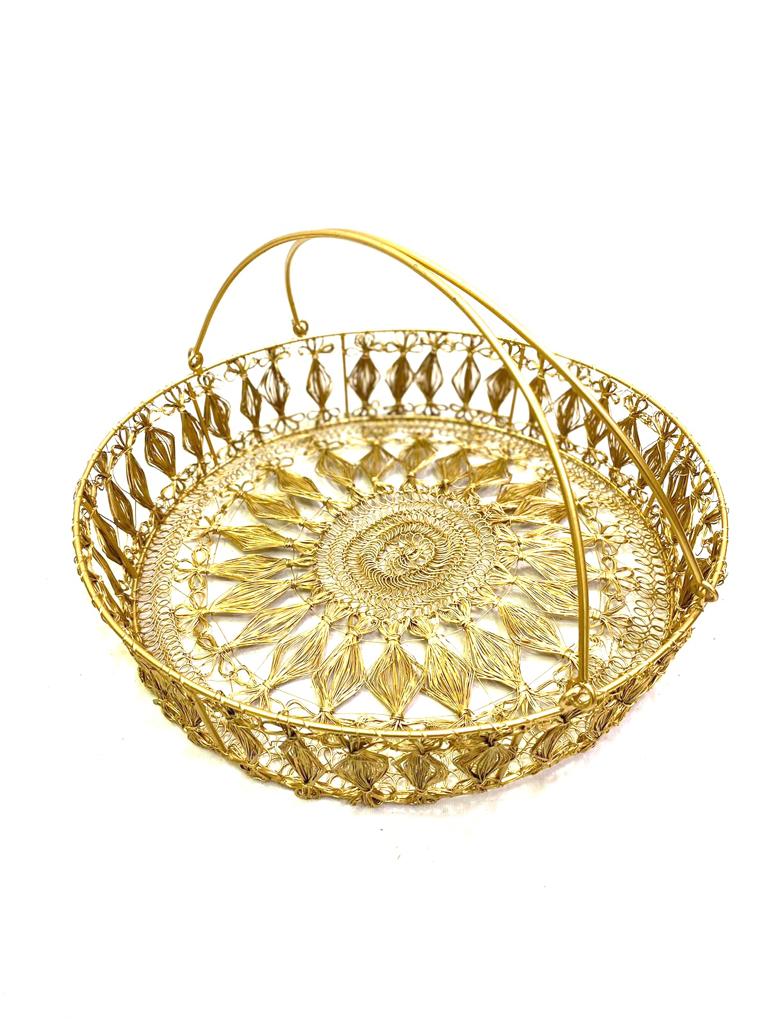 Metal Crochet Designer Basket In Various Shapes & Artwork From Tamrapatra