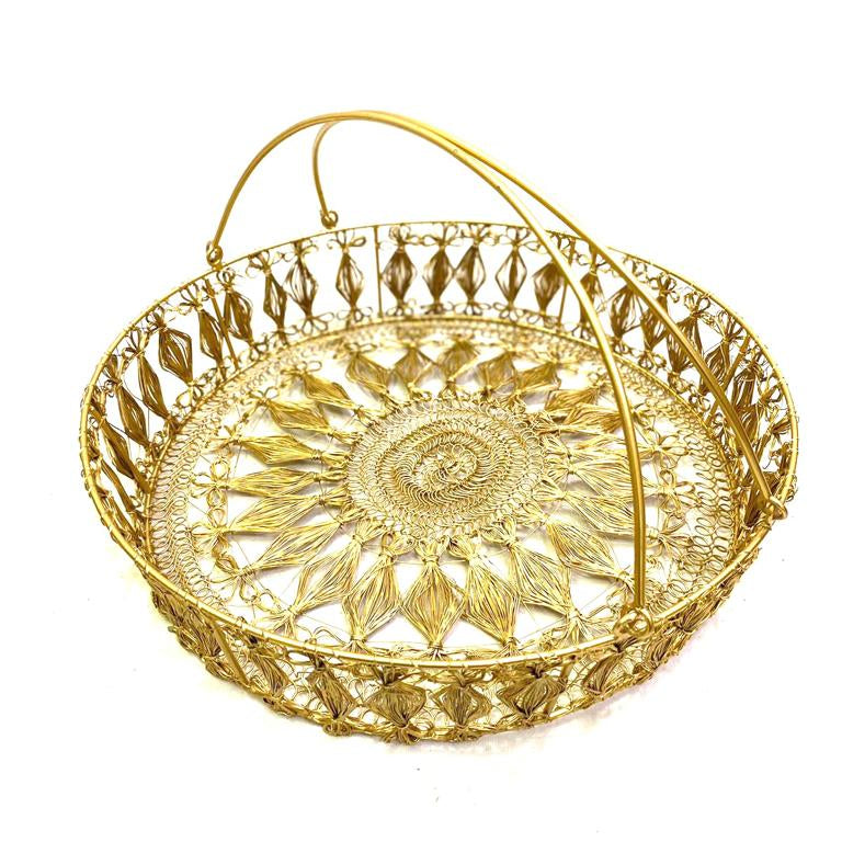 Metal Crochet Designer Basket In Various Shapes & Artwork From Tamrapatra - Tamrapatra