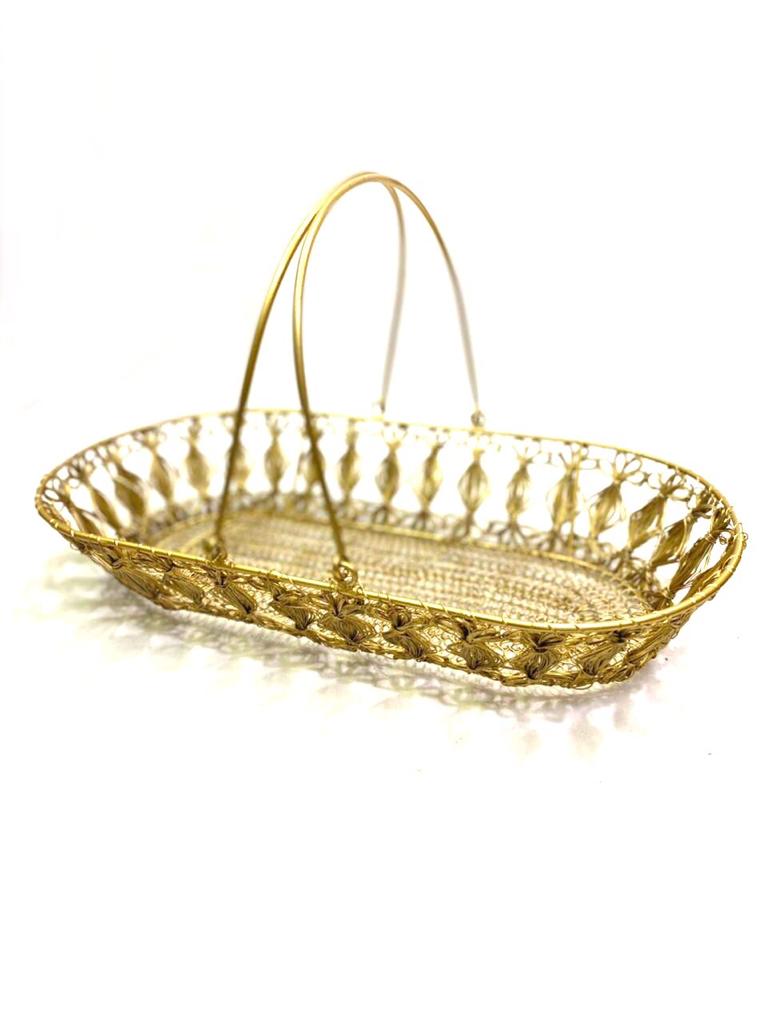 Metal Crochet Designer Basket In Various Shapes & Artwork From Tamrapatra