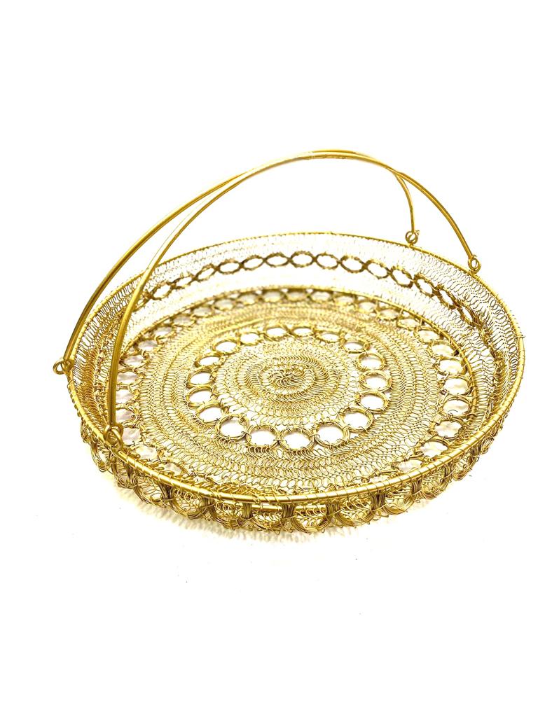 Metal Crochet Designer Basket In Various Shapes & Artwork From Tamrapatra