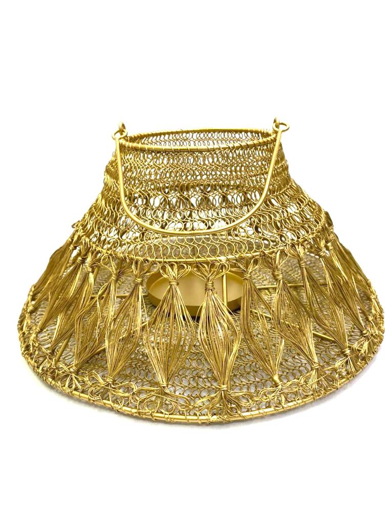 Metal Crochet Designer Lanterns In Premium Golden Shades From Tamrapatra