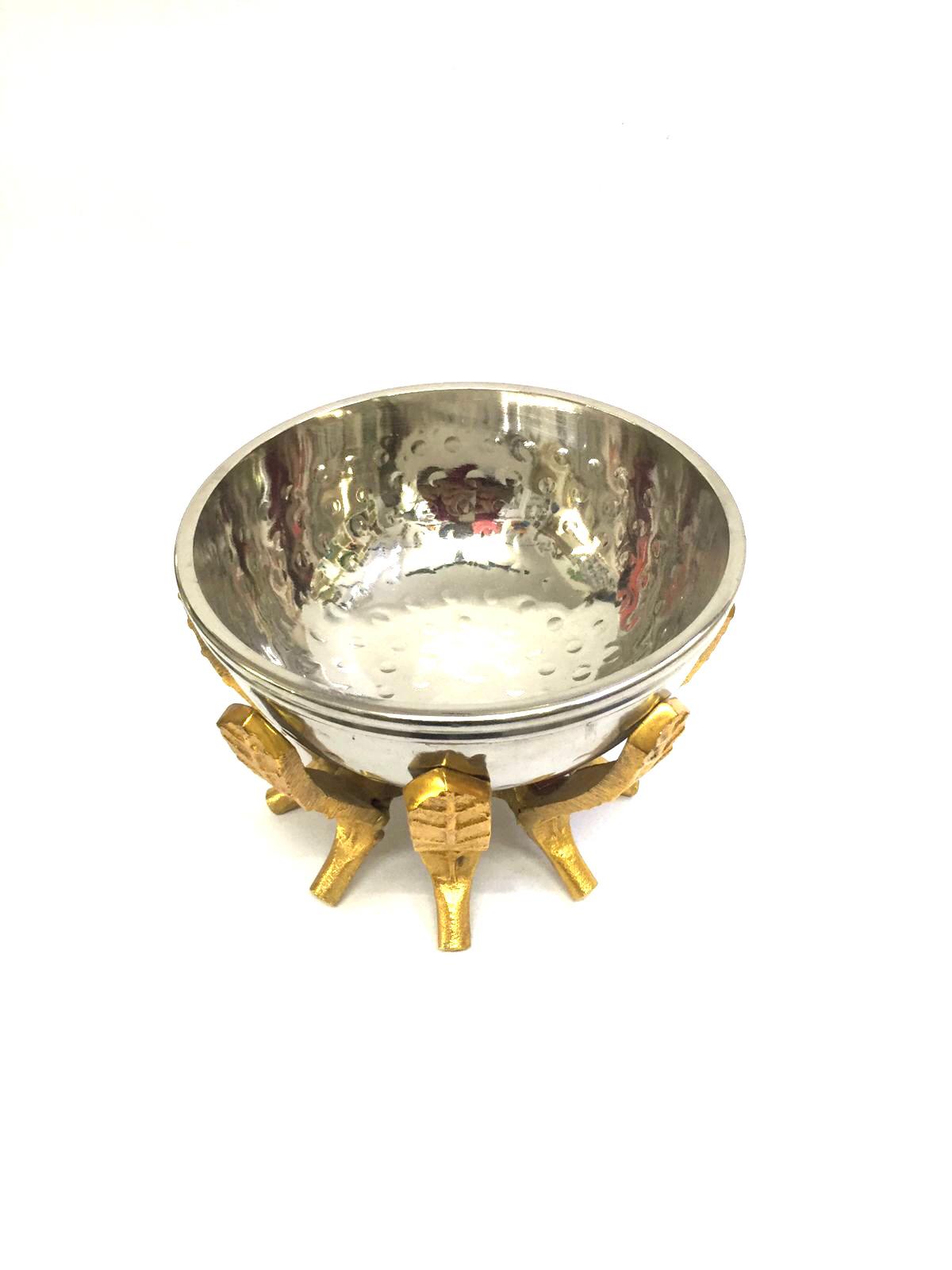 Metal Platter Crown Shaped Base With Bowl Exclusive Range Only At Tamrapatra