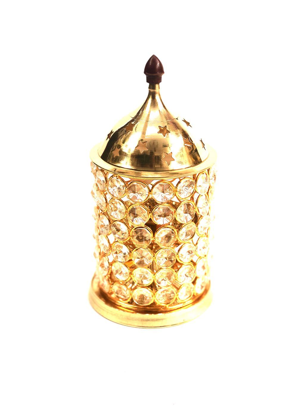 Crystal Diya Cylinder Style Best For Lighting Diya Shadow Exclusively At Tamrapatra