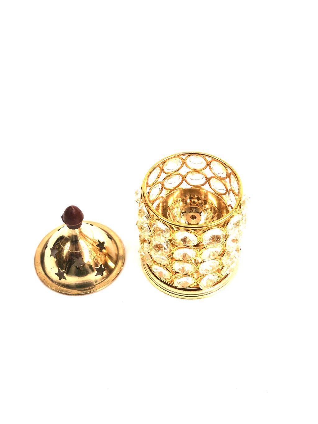 Crystal Diya Cylinder Style Best For Lighting Diya Shadow Exclusively At Tamrapatra