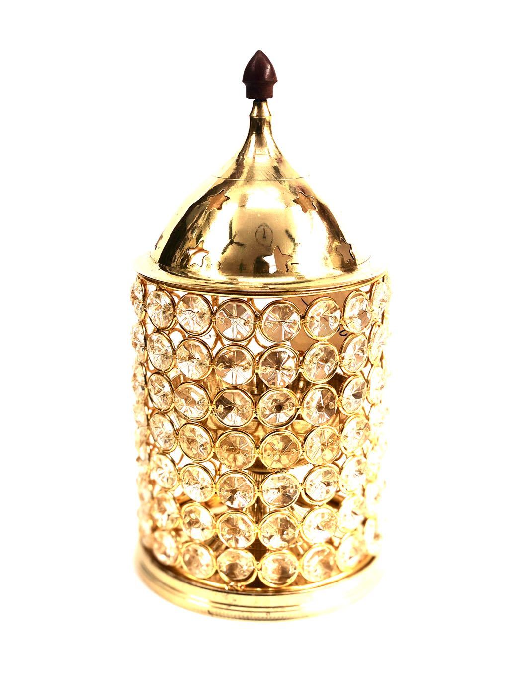 Crystal Diya Cylinder Style Best For Lighting Diya Shadow Exclusively At Tamrapatra