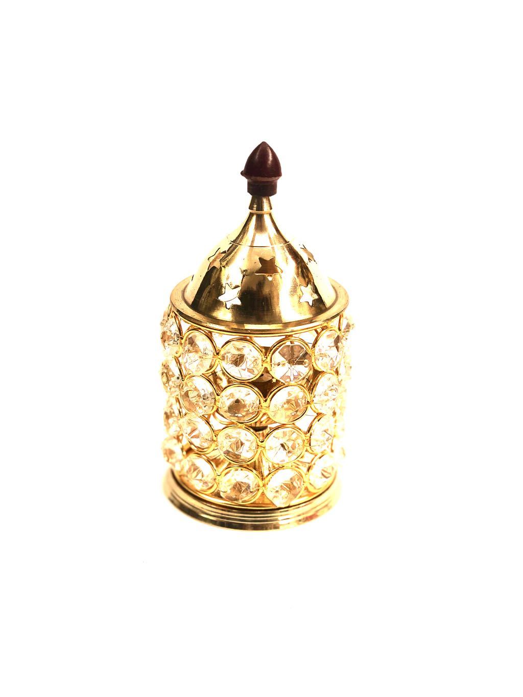 Crystal Diya Cylinder Style Best For Lighting Diya Shadow Exclusively At Tamrapatra