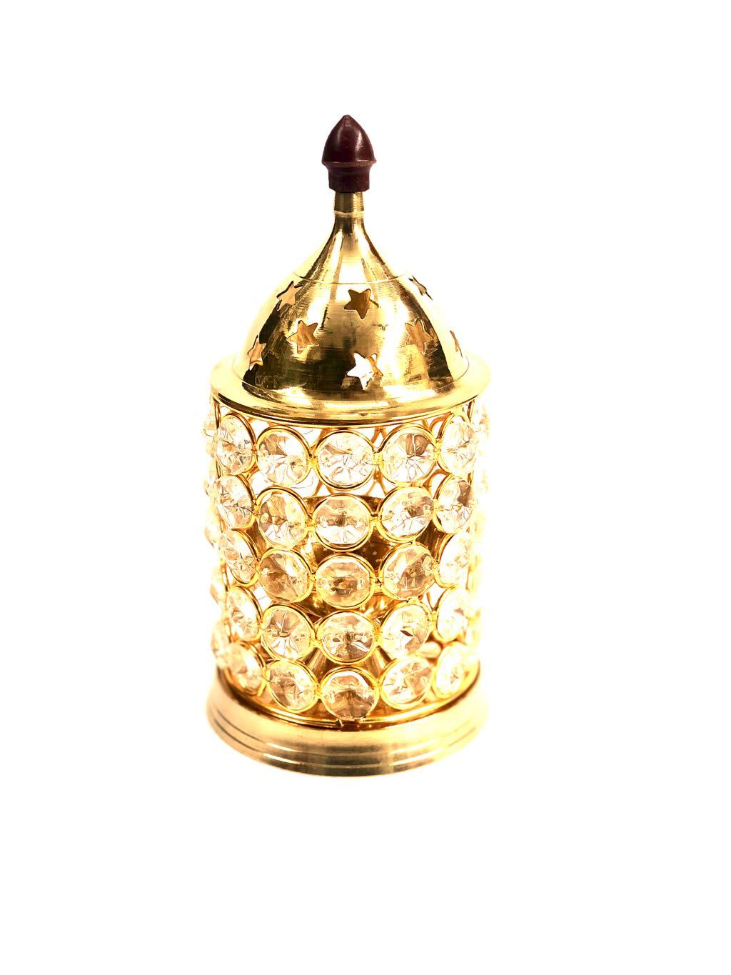 Crystal Diya Cylinder Style Best For Lighting Diya Shadow Exclusively At Tamrapatra