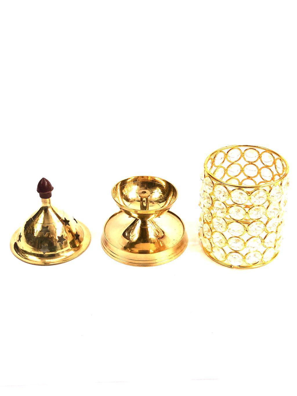 Crystal Diya Cylinder Style Best For Lighting Diya Shadow Exclusively At Tamrapatra