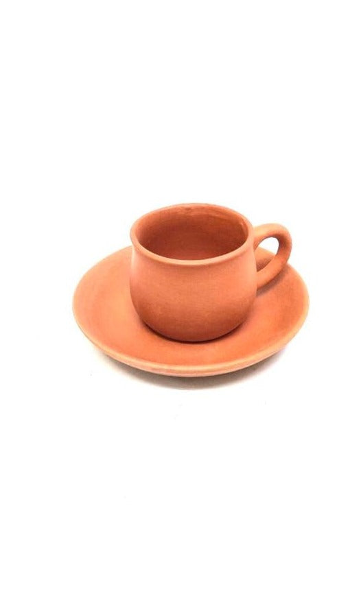 Terracotta Cup & Saucer Pack Of 6 Great For Tea/Coffee Use Dinning By Tamrapatra - Tamrapatra