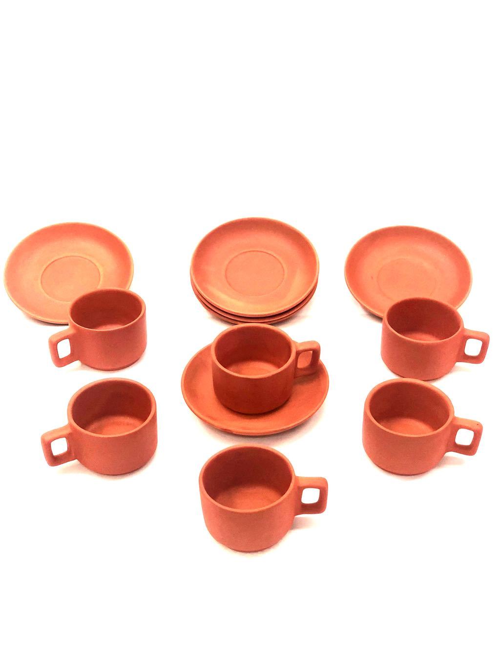 Terracotta Cup & Saucer Pack Of 6 Great For Tea/Coffee Use Tamrapatra - Tamrapatra