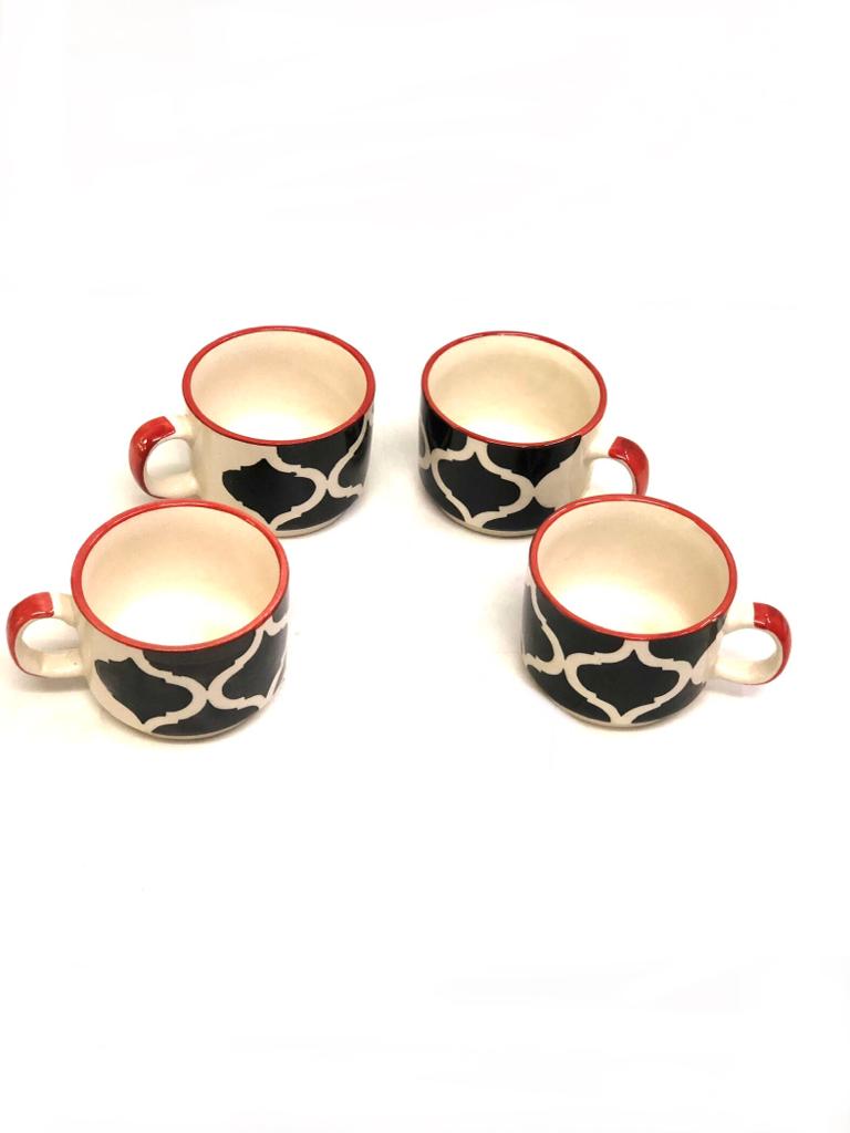Ceramic Kettle 4 Cup Tea Set With Tray Attractive Moroccan Style Tamrapatra